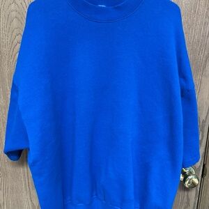 Vintage Fruit of the Loom Short Sleeve Sweatshirt Men's 3XL Blue 90s USA